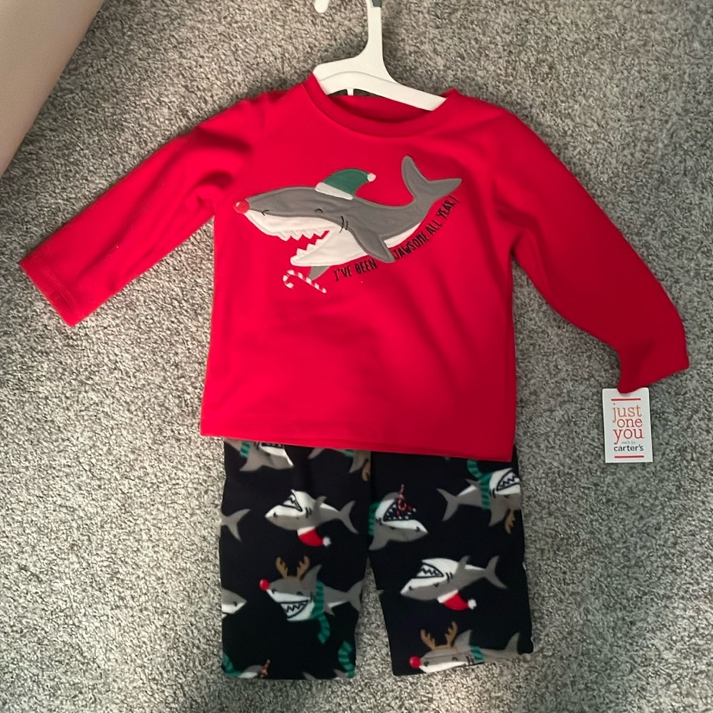Just One You by Carters Christmas shark PJ’s size 18 months